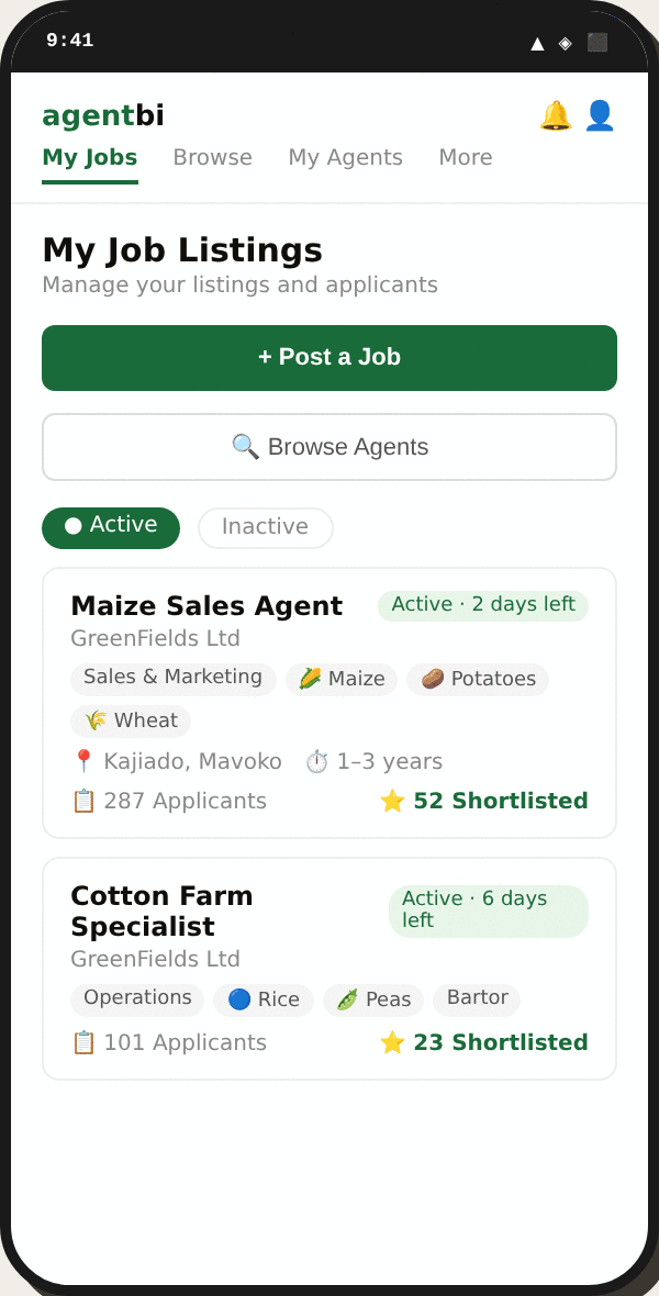 AgentBI — agent shortlisting demo